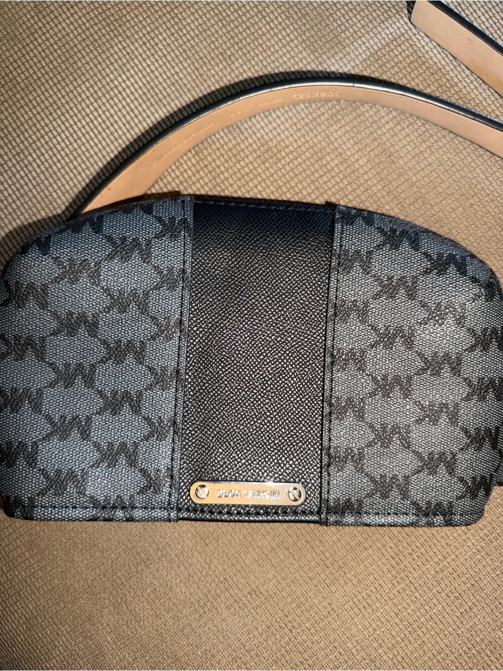 Michael Kors Black Patterned Belt Bag  and Gold Hardware
